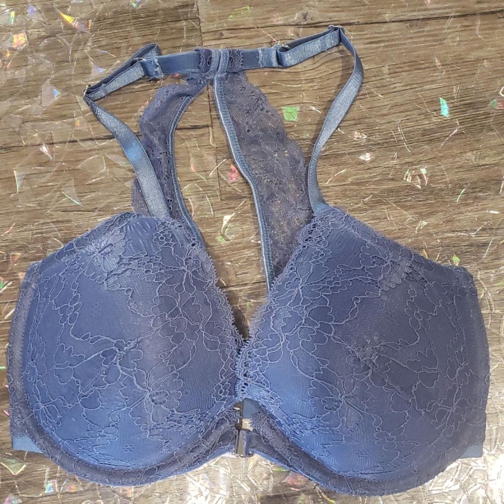Adore Me blue lace bra
